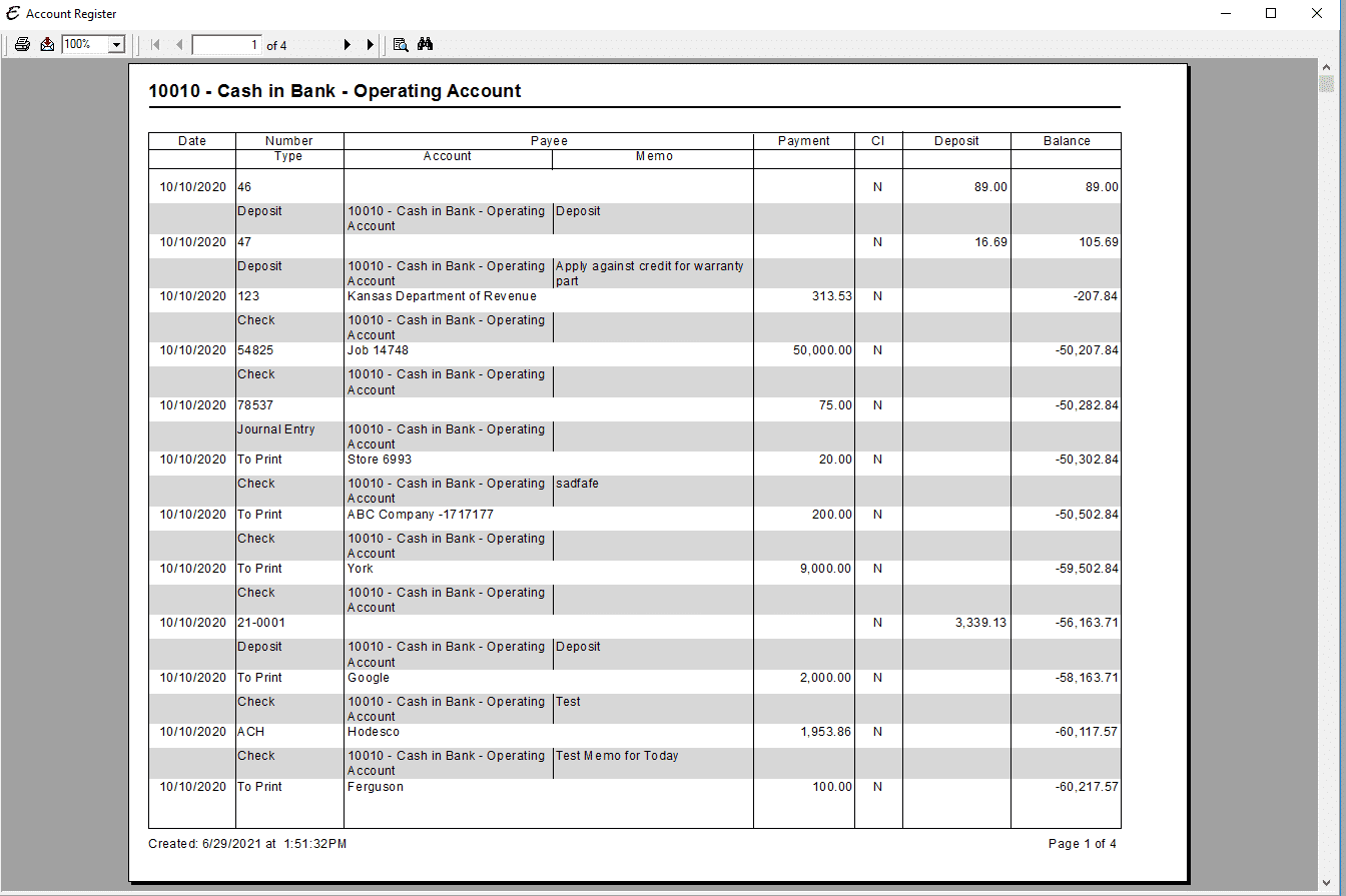 Account Register PDF