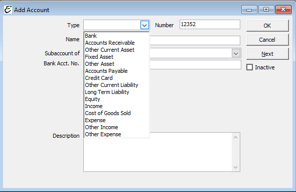 Chart of Account Types