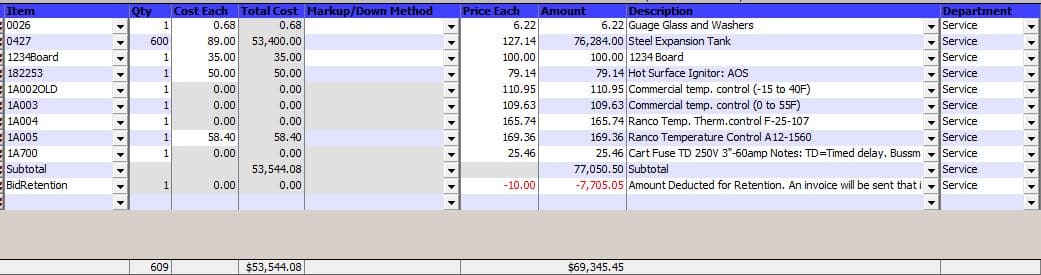 Image of an Estimate for Project Bidding.