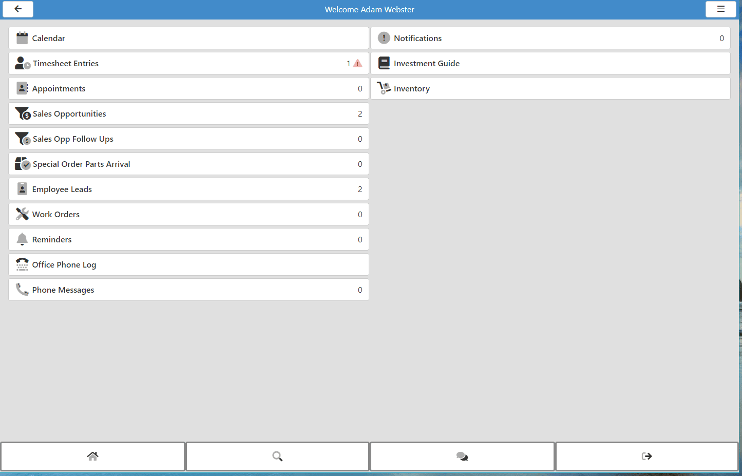 Aptora Mobile II - Dashboard - Technician View