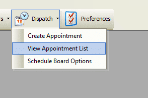 Toolbar - Dispatch - View Appointments