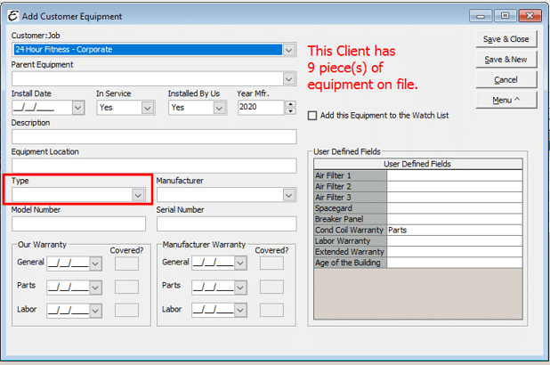 Equipment Type - Customer Equipment