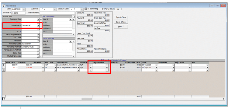 Update Sales Departments Example
