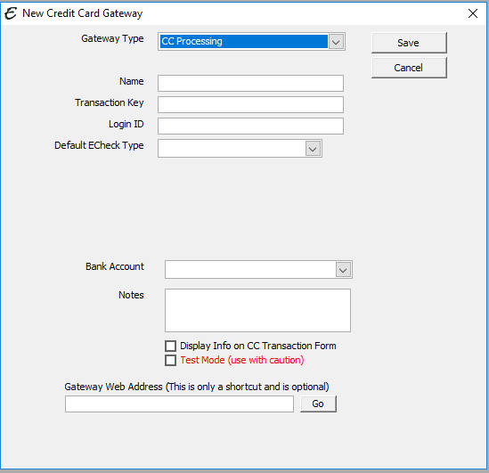 New Gateway Form