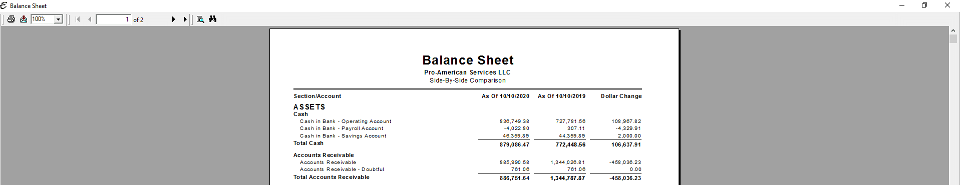 Balance Sheet - Dollar Comparison PDF