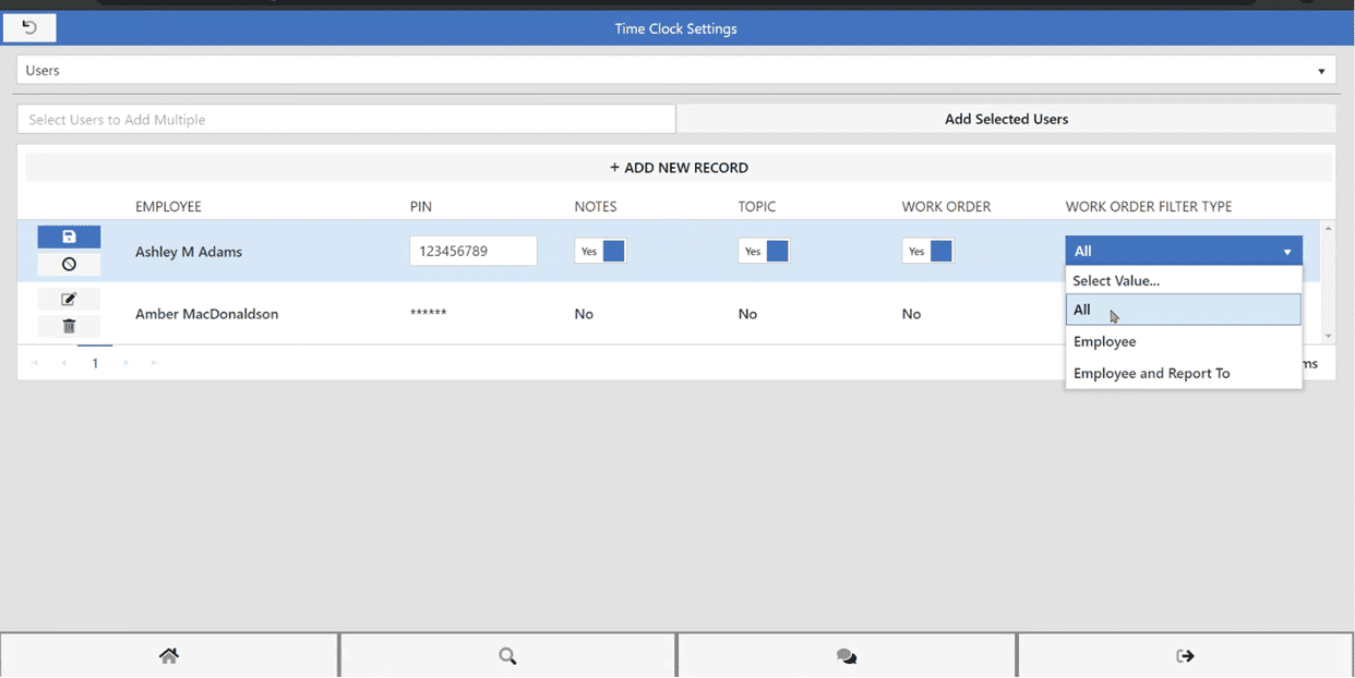 Time Clock Settings