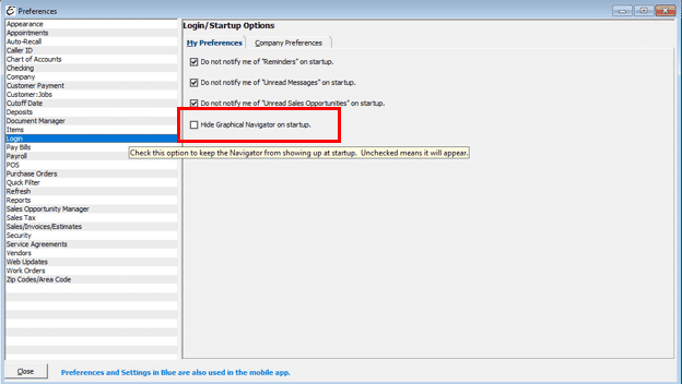 Workflow Navigator Preference