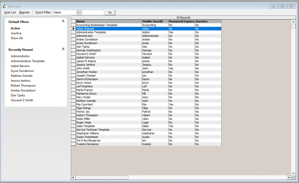 User List