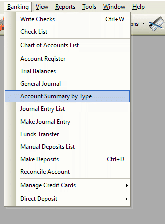 Banking | Account Summary by Type