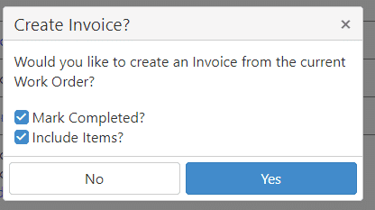 Create Invoice From Work Order