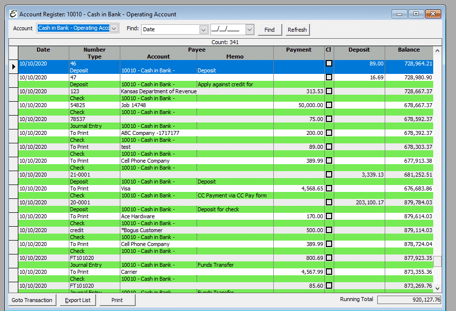 Account Register