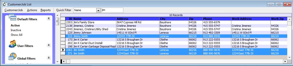 Image showing customer duplicates.