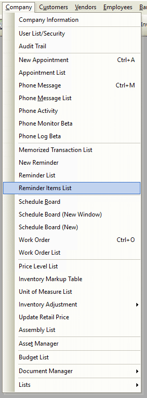 Reminder Items List File Path