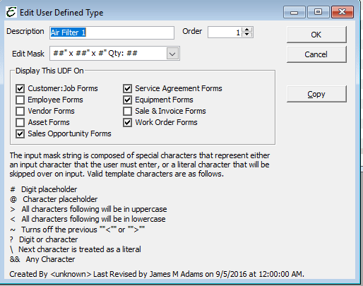 Sample - User Defined Fields