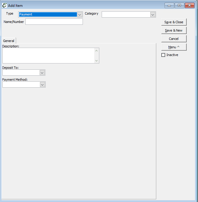 Payment - General Tab