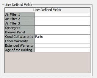 User Defined Fields