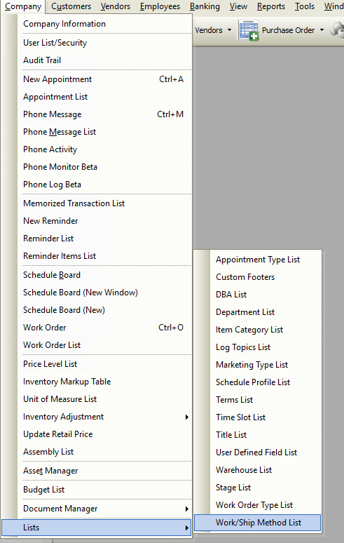 Work/Ship List File Path