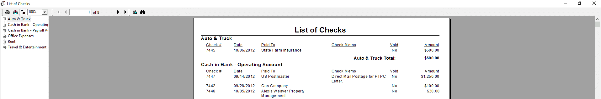 List of Checks PDF
