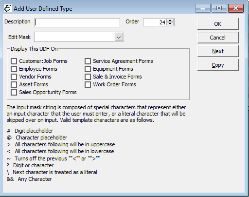 User Defined Fields - Add New