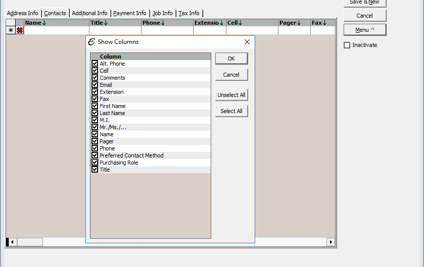 Vendor Form - Overview -Contact Tab