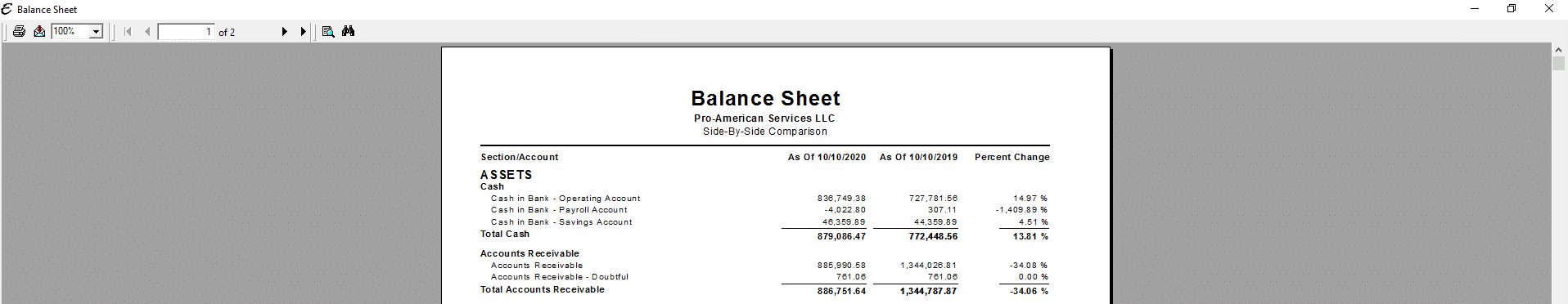 Balance Sheet - Percent Comparison PDF