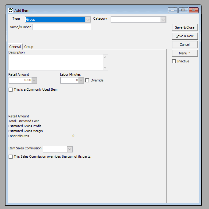 Invoice Items - Overview - Group