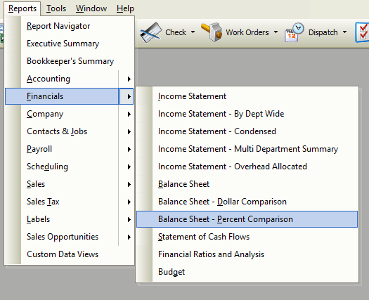 Balance Sheet - Percent Comparison File Path