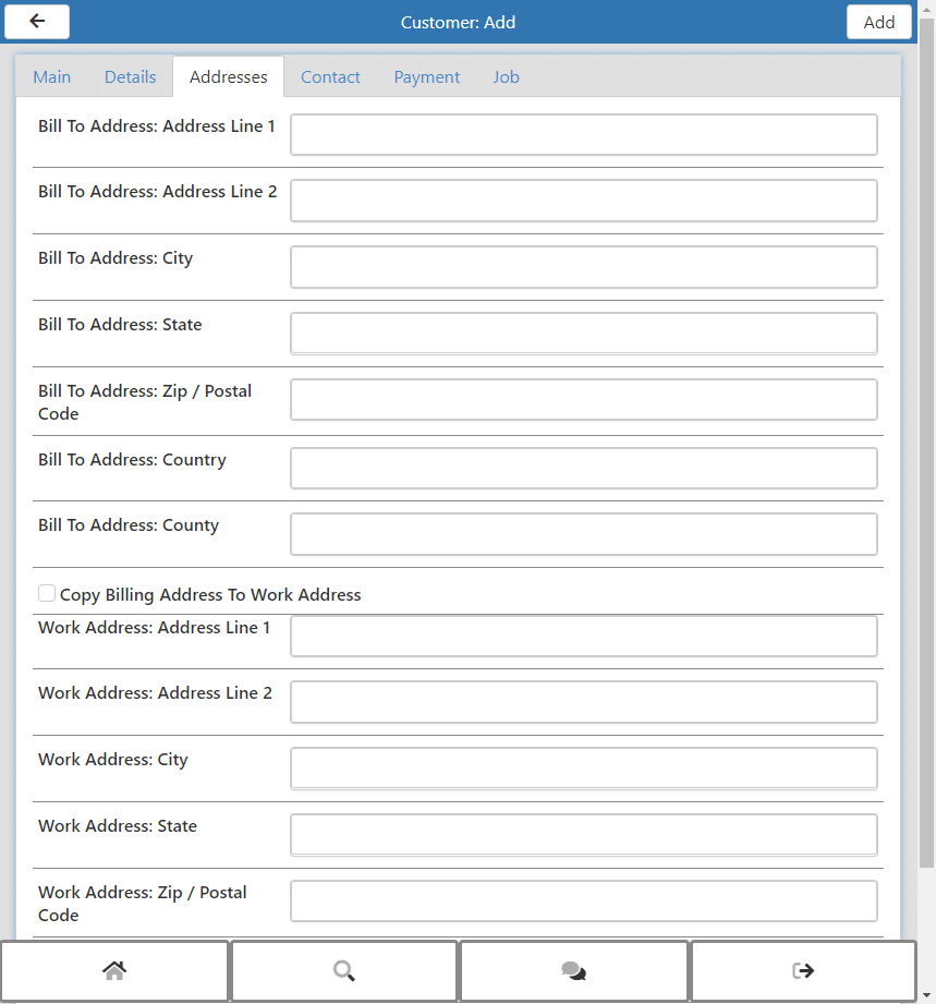 Customer Add New - Addresses Tab