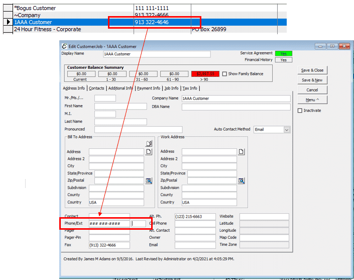 Telephone Formatting Example