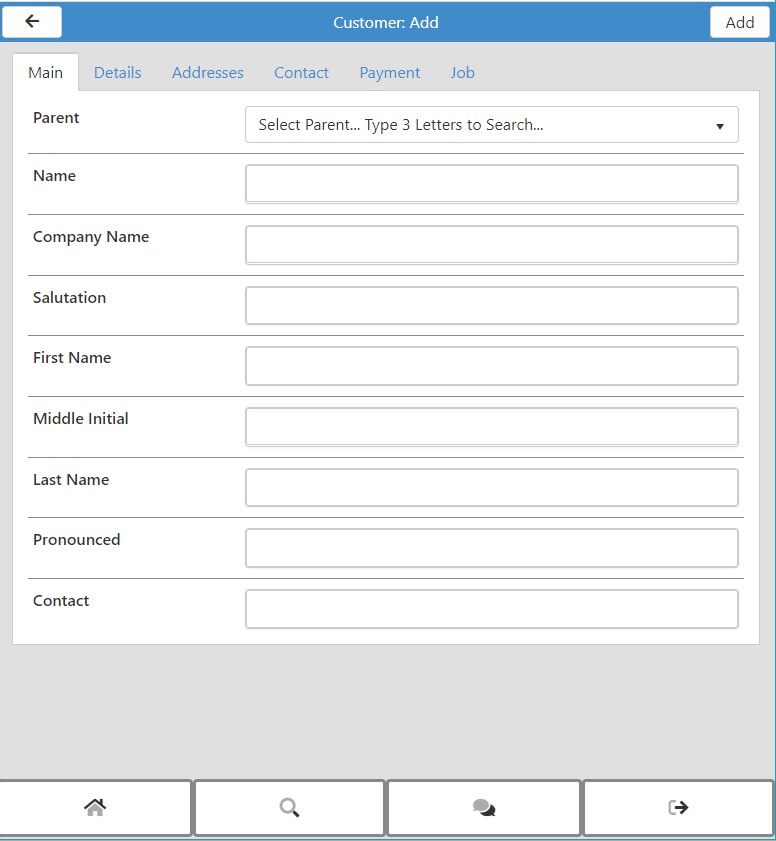 Aptora Mobile II - Customer Add New