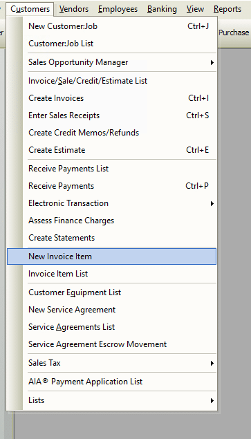 New Invoice Item