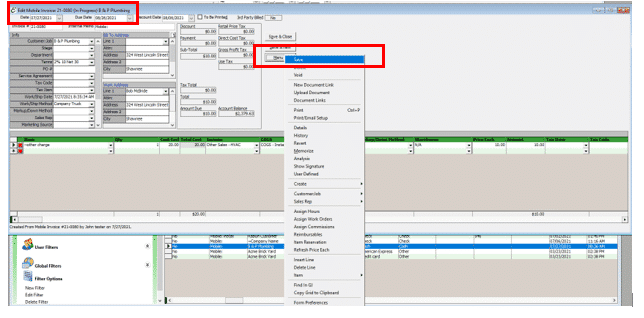 Saving Mobile Invoice