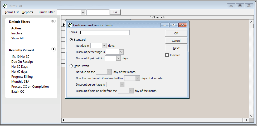 New Terms Form