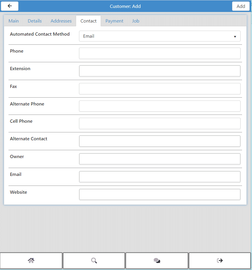 Customer Add New - Contact Tab
