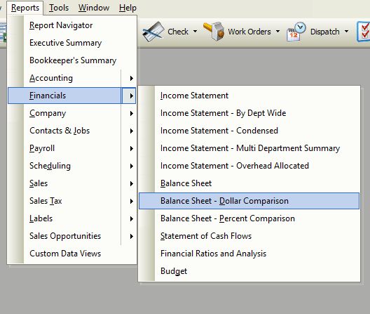Balance Sheet - Dollar Comparison File Path