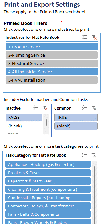 Print and Export Settings in Flat Rate Simple