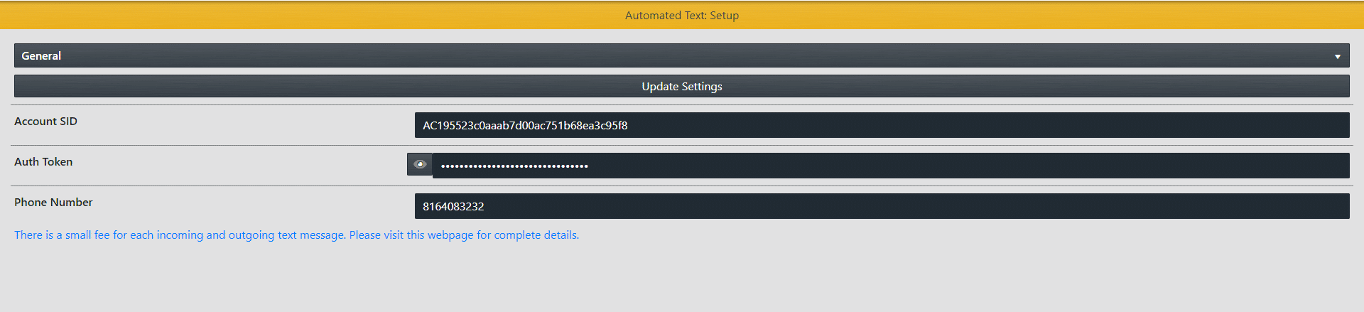 Automated Text: Setup Credentials