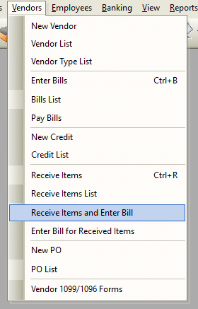 Receive Items and Enter Bill File Path