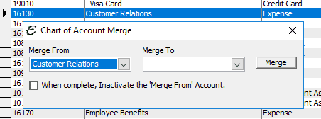 Chart of Account Merge