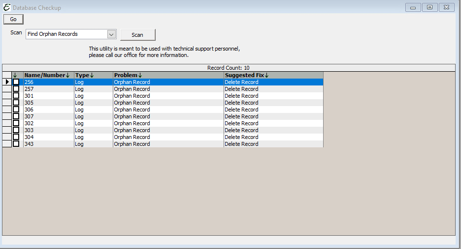 Database Checkup Grid Results