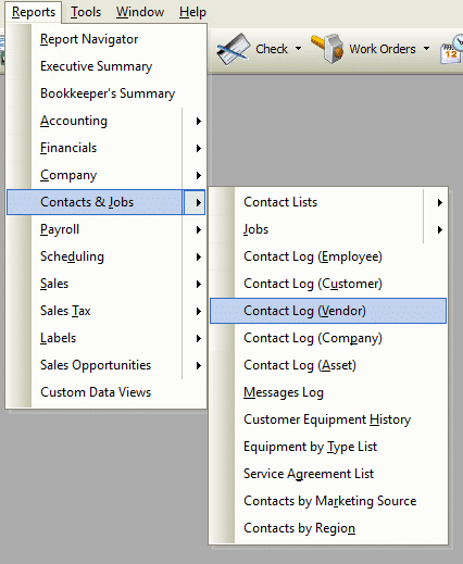Contact Log (Vendor) File Path