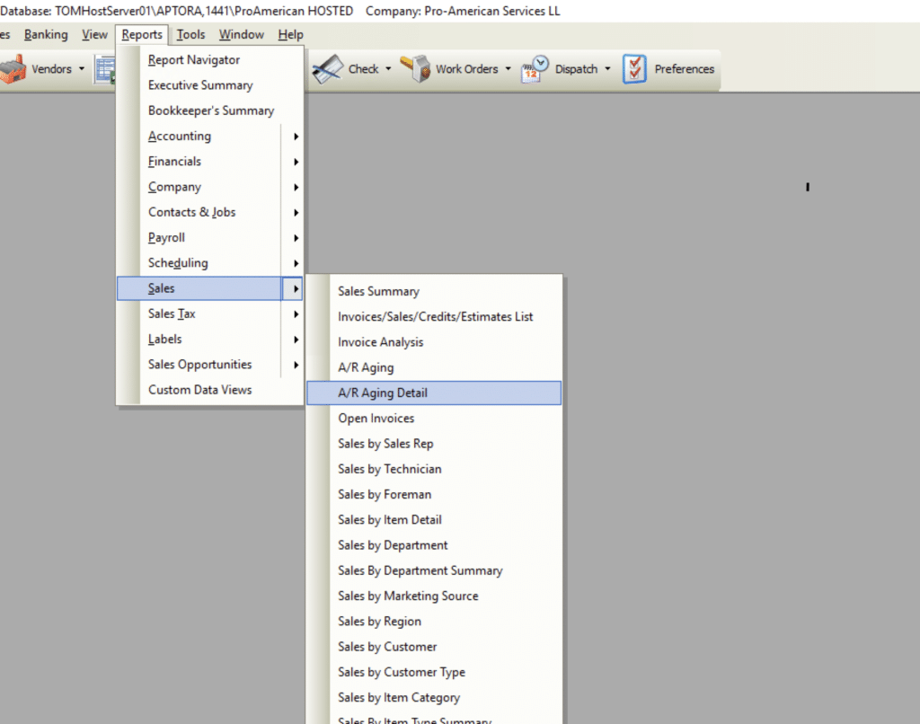 AR Aging Report Menu Path